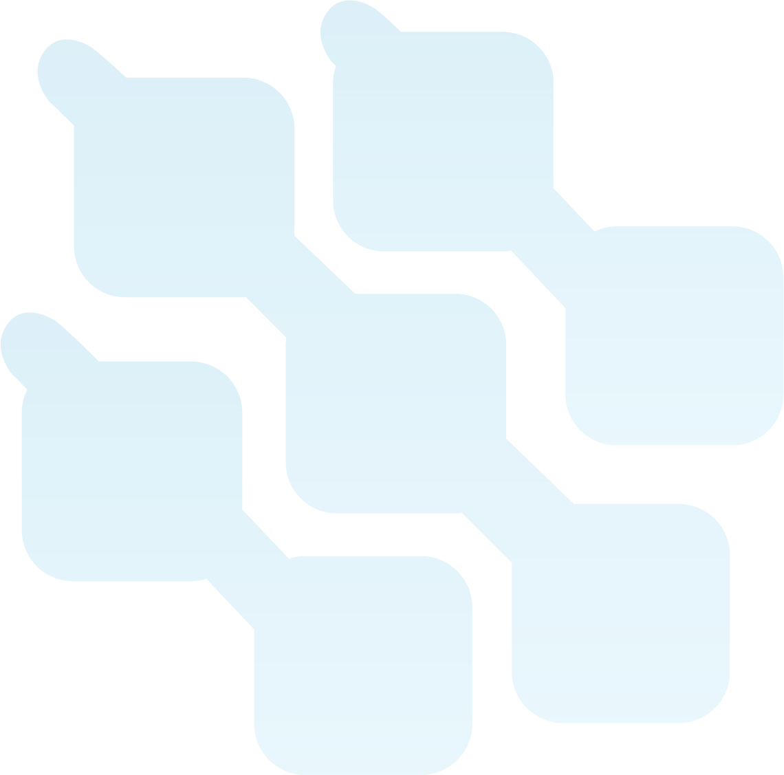 Abstract blue pixel grid icon symbolizing structure, connectivity, and efficiency