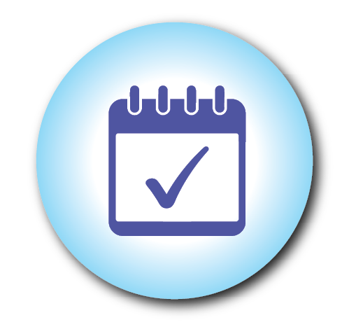 A Calendar icon with checkmark symbolizing monthly planning