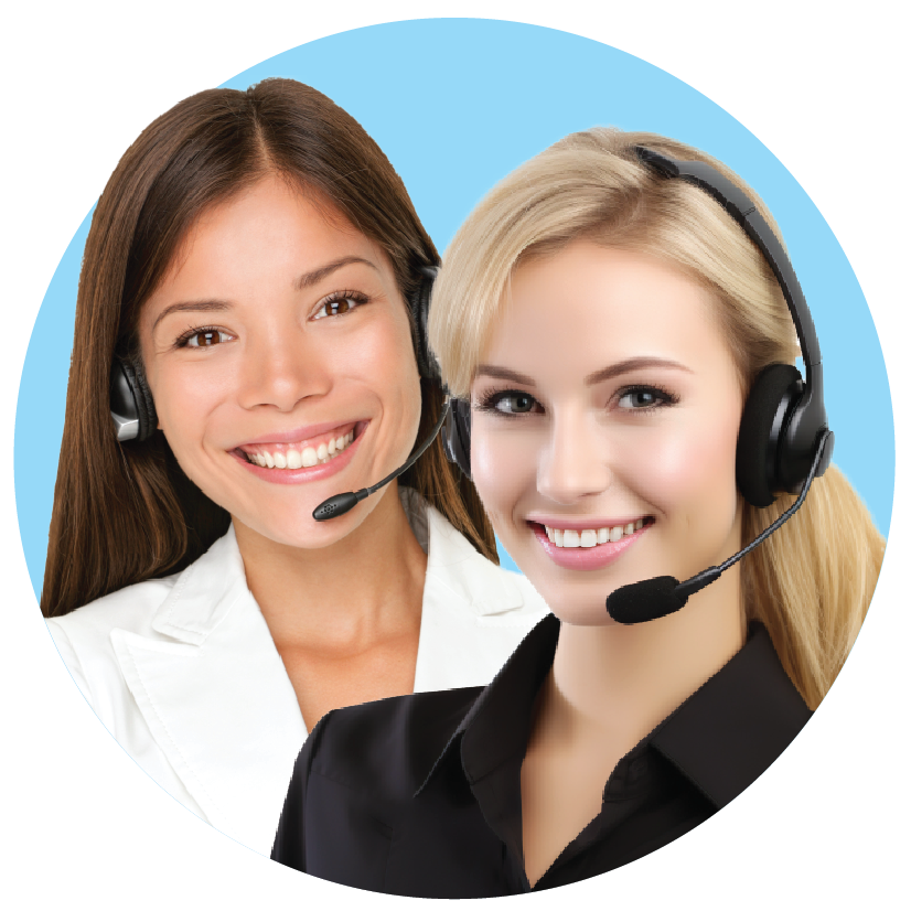 Two smiling women with headsets representing virtual assistants